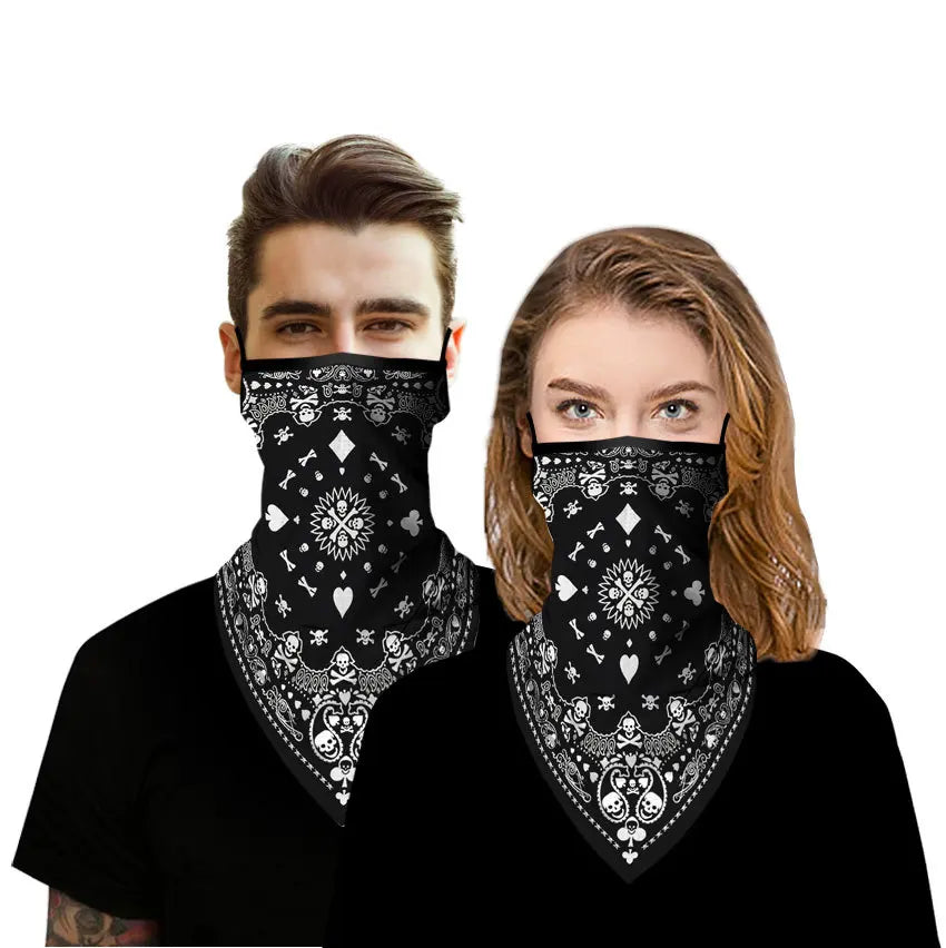 Coexistence Summer UV Protected Polyester Women's Cycling Bandana Breathable Triangle Face Mask Scarf Sun Protection Veil Good Vibrations