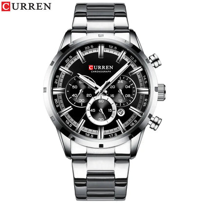 Curren Men's Watch Blue Dial Stainless Steel Band Date Mens Business Male Watches Waterproof Luxuries Men Wrist Watches for Men Good Vibrations