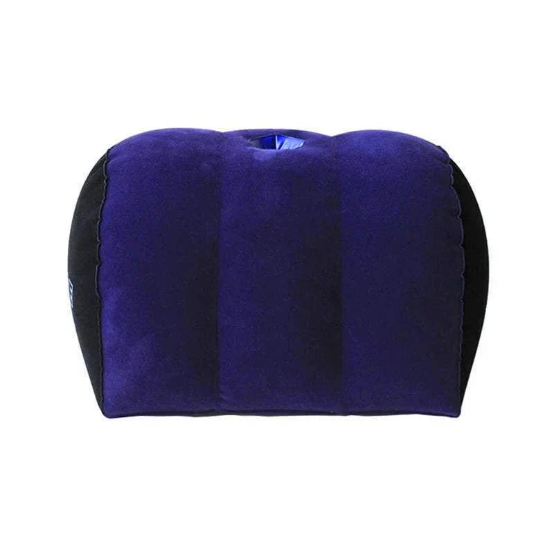 Inflatable erotic wedge cushion for adult couples' games and BDSM furniture.