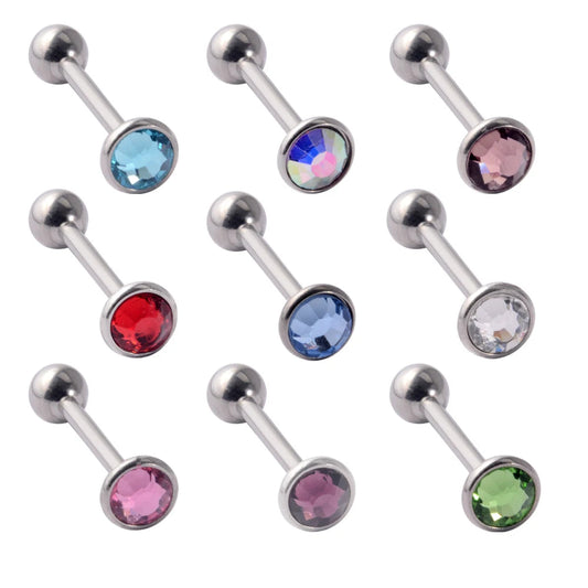 1PC Anti-Allergy Surgical Steel Tongue Rings Women Flat Zircon Piercing Tongue Barbells Piercing Body Jewelry 14g Good Vibrations