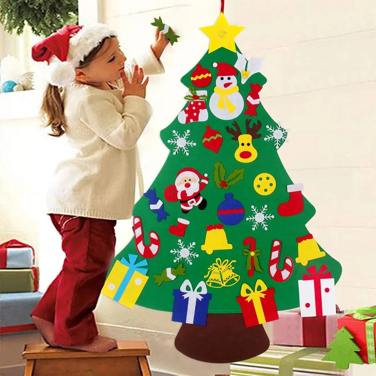 Kids DIY Felt Christmas Tree Merry Christmas Decorations For Home 2025 Christmas Ornaments Navidad 2026 New Year Gifts Xmas Tree Good Vibrations