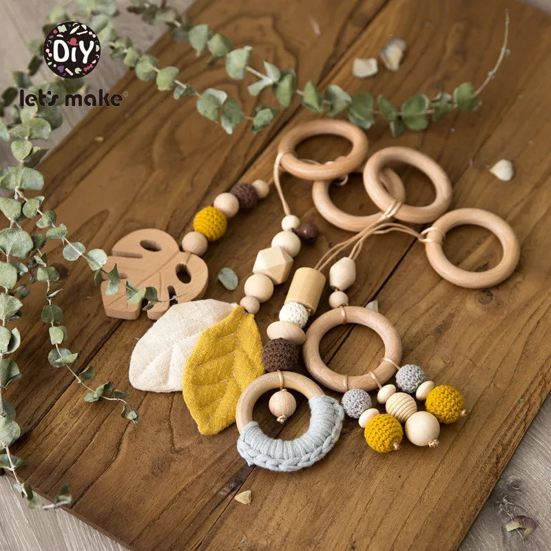 Baby Toys Wooden Play Gym Toys Nordic Baby Room Decor Wood Nursery Sensory Toy Gift Infant Room Clothes Rack Accessories Rattles Good Vibrations