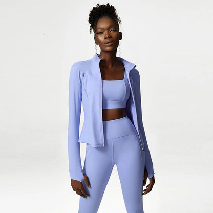 Athletic Exercise Sport Women Set Stretchy Plus Size Workout Sets Anti-static 3 Piece Women Fitness Suits Good Vibrations