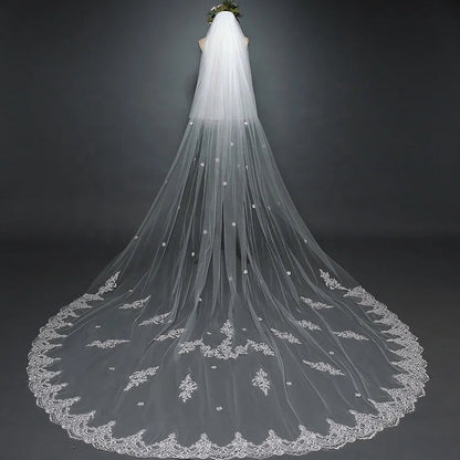 Wholesale Hot Sell Latest Long Tulle Wedding Bridal Veil Lace Wedding Veil Good Vibrations