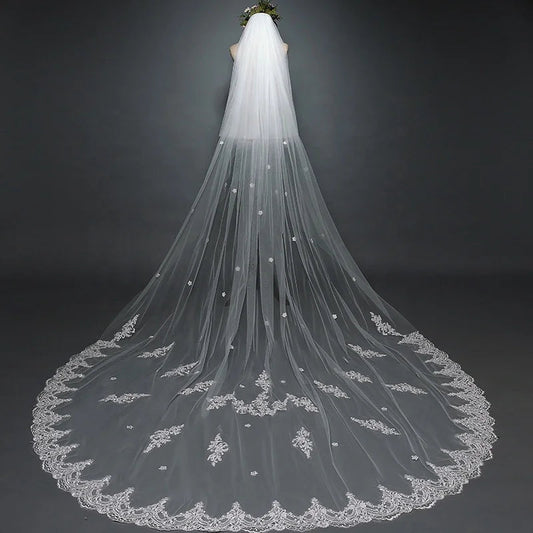 Wholesale Hot Sell Latest Long Tulle Wedding Bridal Veil Lace Wedding Veil Good Vibrations