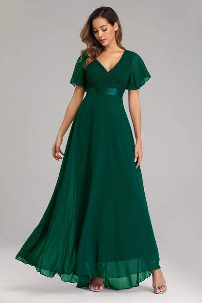 Evening Dresses XUCTHHC Elegant V-Neck Ruffles Chiffon Formal Evening Gown  Robe Vestidos De Fiesta Dress for Wedding Party Good Vibrations