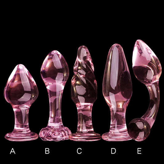 Candiway Exquisite Pink Crystal Glass Anal Plug Adult Masturbation Products Prostate Massager Erotic Toys For Couple (5 Styles) Good Vibrations Adult Super Store