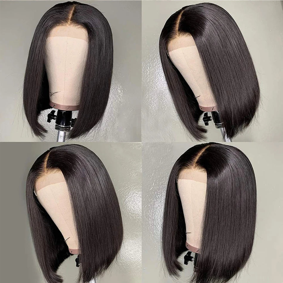 Glueless Wigs 13x4 Short Bob Wigs Bone Straight Lace Front Human Hair Wigs for Women Brazilian HD Transparent Lace Frontal Wigs Good Vibrations