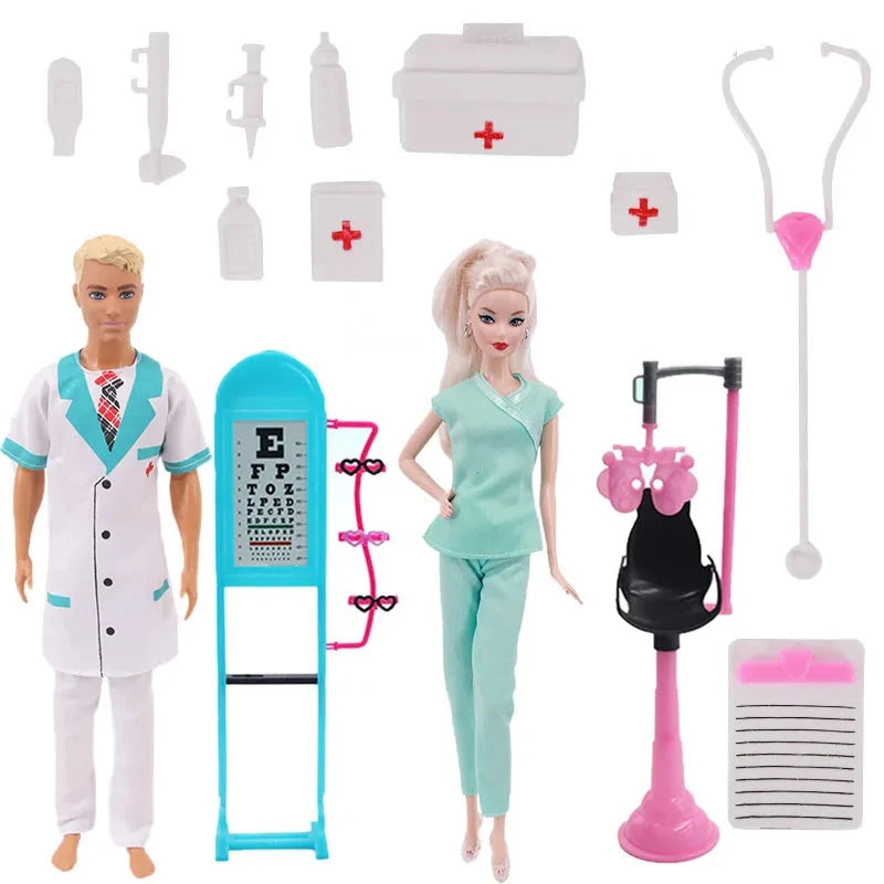 Doctor And Nurse Clothes, Mini Medical Equipment,Protective Suit,Uniform Suitable For 11.5 Inch Ken & 30cm Doll Accessories Good Vibrations
