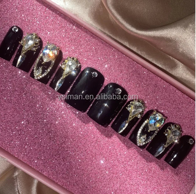 High Quality Multiply Designs 3D Handmade Customize Salon Press on Nails Acrylic Materials Set Good Vibrations