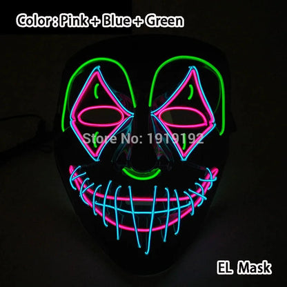 Halloween Carnival Party Costume Decoration Luminous LED Mask Halloween Mask LED Maske Light Up Party Masks for Glow Party Good Vibrations