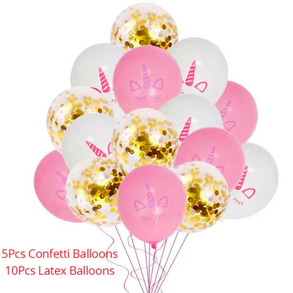 Unicorn Decoration Birthday Party Decor Kids Unicorn Disposable Tableware set Unicornio Baby Shower Girl Birthday Party Supplies Good Vibrations