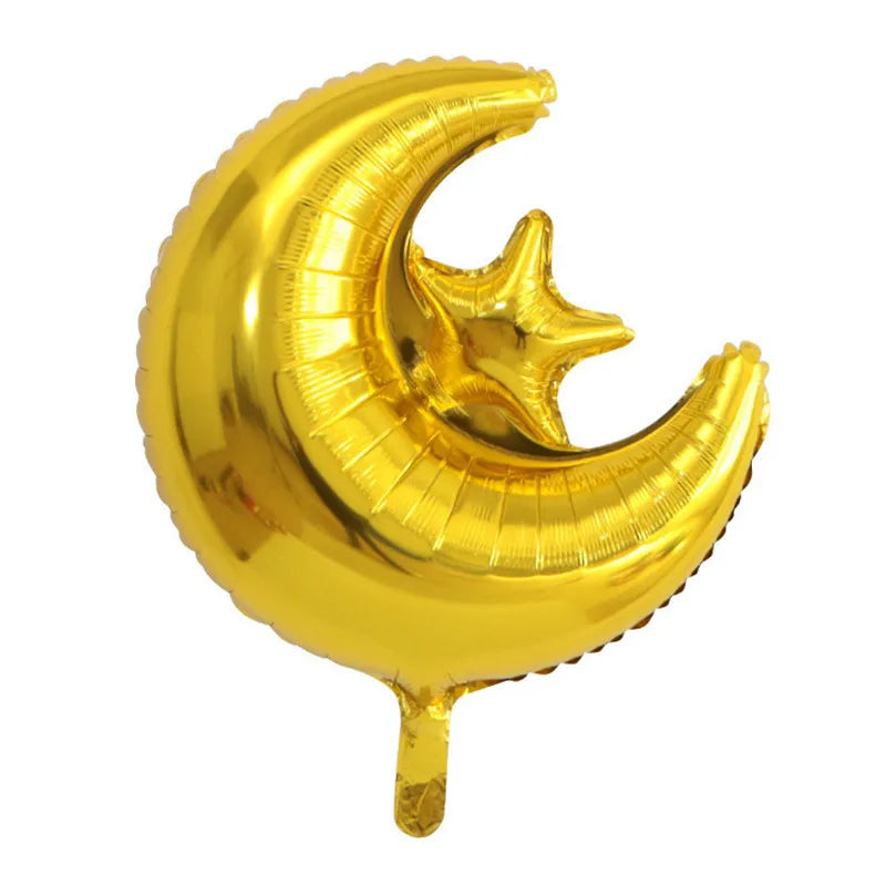 Eid Mubarak Balloons 2024 Ramadan Decorations for Home Moon Star Foil Balloon Muslim Aid Moubarak Kareem Festival Party Supplies Good Vibrations