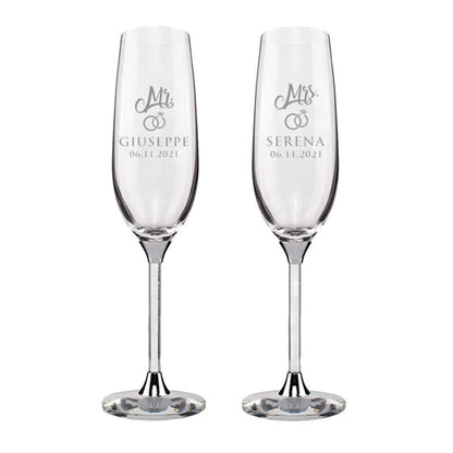Personalized Champagne Flute Wedding Party Mr and Mrs Champagne Glasses Anniversary Gift for Couple New Years Celebration Good Vibrations