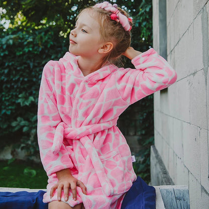 Boy and Girls Flannel Pajamas Robe Autumn and Winter Children Sleepwear Soft Hooded Kids Homewear 2-8 Years Good Vibrations