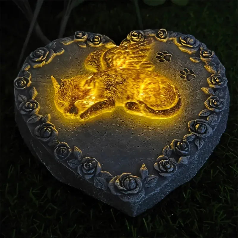 Angel Cat Memorial Statue Commemorates Our Lost Fur Baby, Cat Figurines Is Placed in the Outdoor Garden or Tombstone Good Vibrations