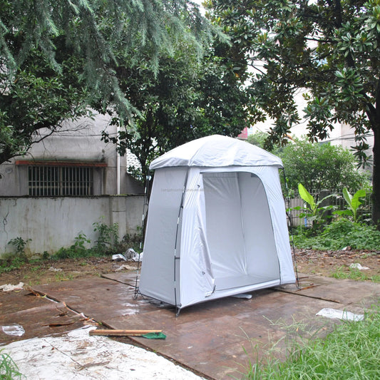 Bike Storage Tent Single Layer Lightweight Waterproof Quick Automatic Opening Four-Season Bike Shed for 3 Bikes & Garden Tools Good Vibrations