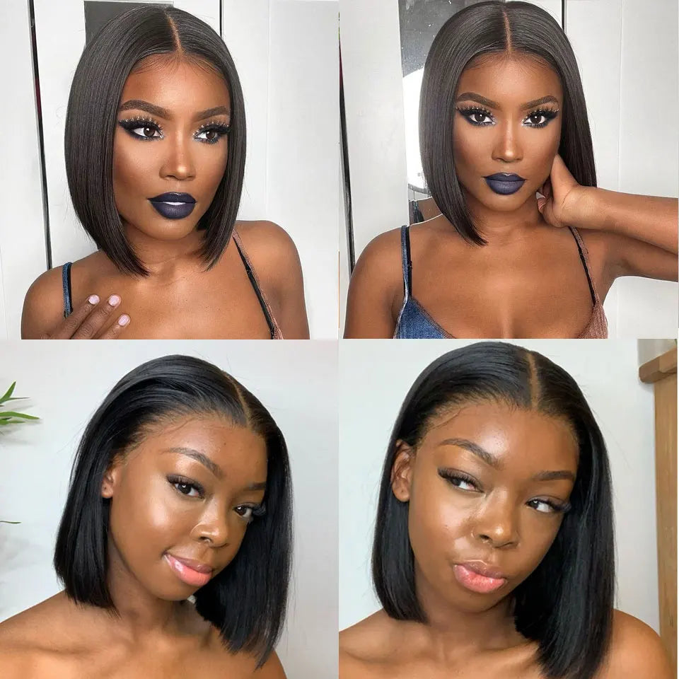 Glueless Wigs 13x4 Short Bob Wigs Bone Straight Lace Front Human Hair Wigs for Women Brazilian HD Transparent Lace Frontal Wigs Good Vibrations