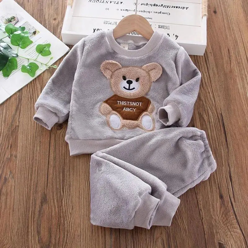 Baby Boys And Girls Clothing Set Tricken Fleece Children Hooded Outerwear Tops Pants 3PCS Outfits Kids Toddler Warm Costume Suit Good Vibrations