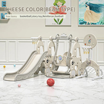 6 in 1 Indoor Playground Set for Children HDPE/PE Swing and Slide Toys Baby Playhouse with Indoor Slide and Swing Features Good Vibrations