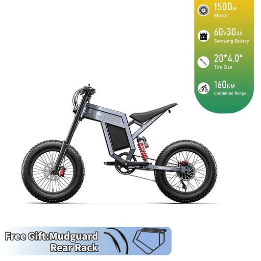 Electric Bicycle with Extended Range - 20-inch Fat Tires, Off-Road Mountain Bike, Beach & Snow Electric Bike Electric Motorcycle Good Vibrations