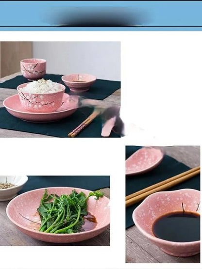 6-Piece Set Japanese Rice Bowl Dishes, Chopsticks, Spoon Ceramic Tableware Household Single Food Good Vibrations