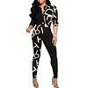 Wholesale Two Piece Set Women Outfits Office Ladies Long Sleeve Print Shirt and Long Pants 2 Piece Casual Pants Set Good Vibrations