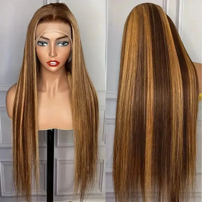 P4/27 Highlight Color Lace Front Straight Wig Raw Indian Hair Honey Blonde 5x5 HD Lace Frontal Human Hair Wigs for Women Good Vibrations