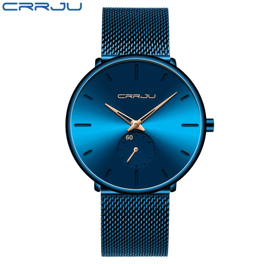 Men Watch CRRJU Watch Women Quartz Dress Watch for Men Dress Watches Fashion Unisex Ultra Thin Wristwatch Relojes Para Hombre Good Vibrations