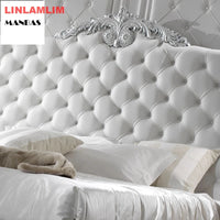 rectangle bed frame camas кровать двуспальная cama Genuine Leather BED سرير lit camara beds solid wooden carved leather buttons Good Vibrations