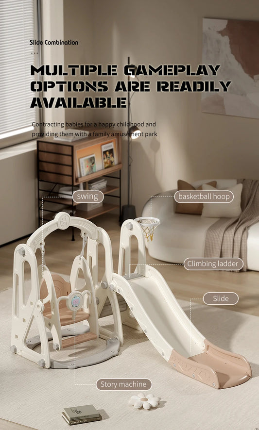 Children's Indoor Playground Equipment Plastic Swing Slide Set & Playhouse Combination for Park Usage Inflatable Type Good Vibrations