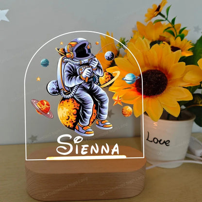 Space Astronaut Night Lamp Personalized Baby Birthday Gift Night Light Present for Birthday New Year Christmas Good Vibrations