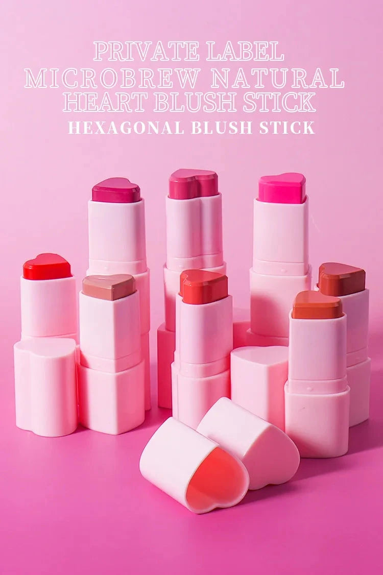 Custom LOGO hot sale heart-shaped rouge stick blush stick lipstick natural colour correction stick lipstick blusher Good Vibrations