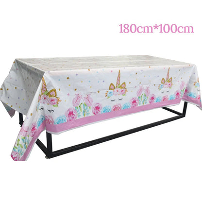 Unicorn Decoration Birthday Party Decor Kids Unicorn Disposable Tableware set Unicornio Baby Shower Girl Birthday Party Supplies Good Vibrations