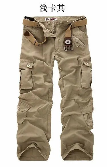 spring Autumn washing Multi-pocket camouflage overalls men cotton uniform pants men baggy cargo pants men,size 28-40 Good Vibrations