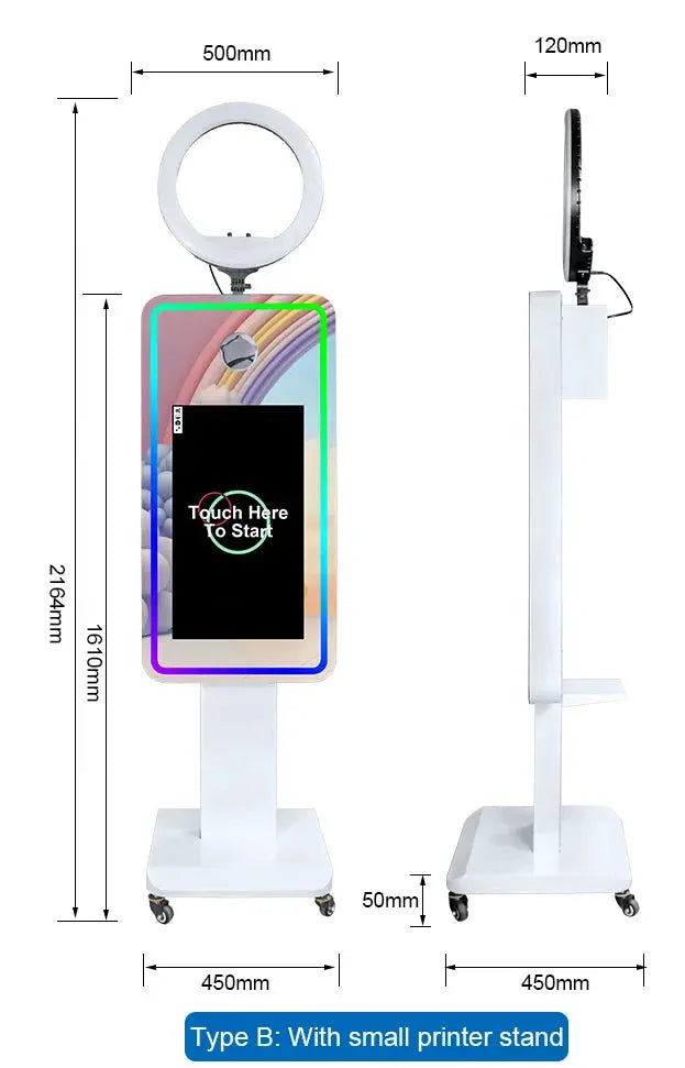 Travel Case Pack DSLR Selfie Photo Booth Shell Wedding Party Supply Mirror Photo Booth with LCD Touch Screen Computer Good Vibrations
