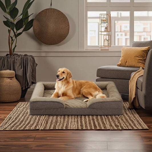 Orthopedic Pet Cushions Bed Large Dog Washable Removable Cover with Egg-Crate Foam & Waterproof Lining for Cats Good Vibrations
