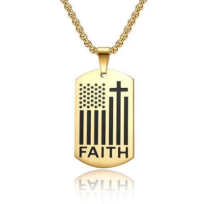 Bible Cross Necklace Dog Tag Pendant Inspiring Strengthening Courage Scripture Necklaces for Men Religious Jewelry Good Vibrations
