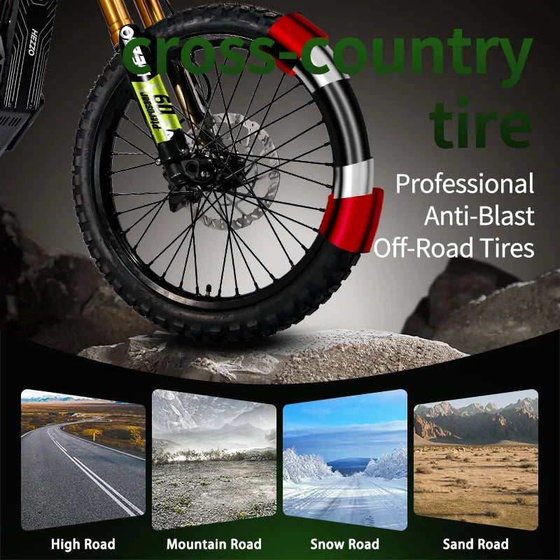 HEZZO D 9 72V 45Ah 100KM/H 150km 500Nm Electric Bike EU, UK, US Warehouses Good Vibrations