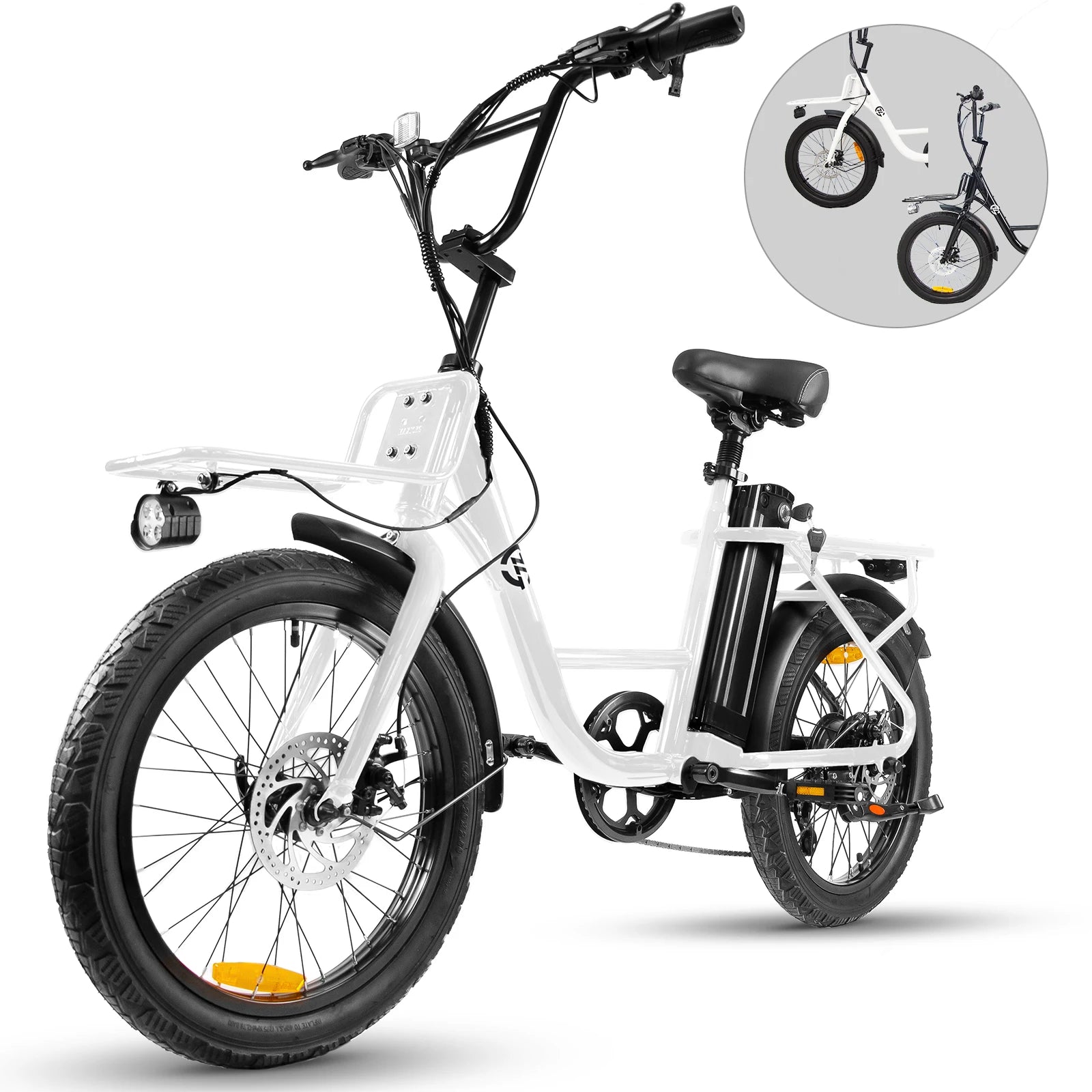20-inch Electric Bike with Fat Tires Outdoor Use Portable Design Long Battery Life Non-Suspension Front Fork Electric City Bike Good Vibrations