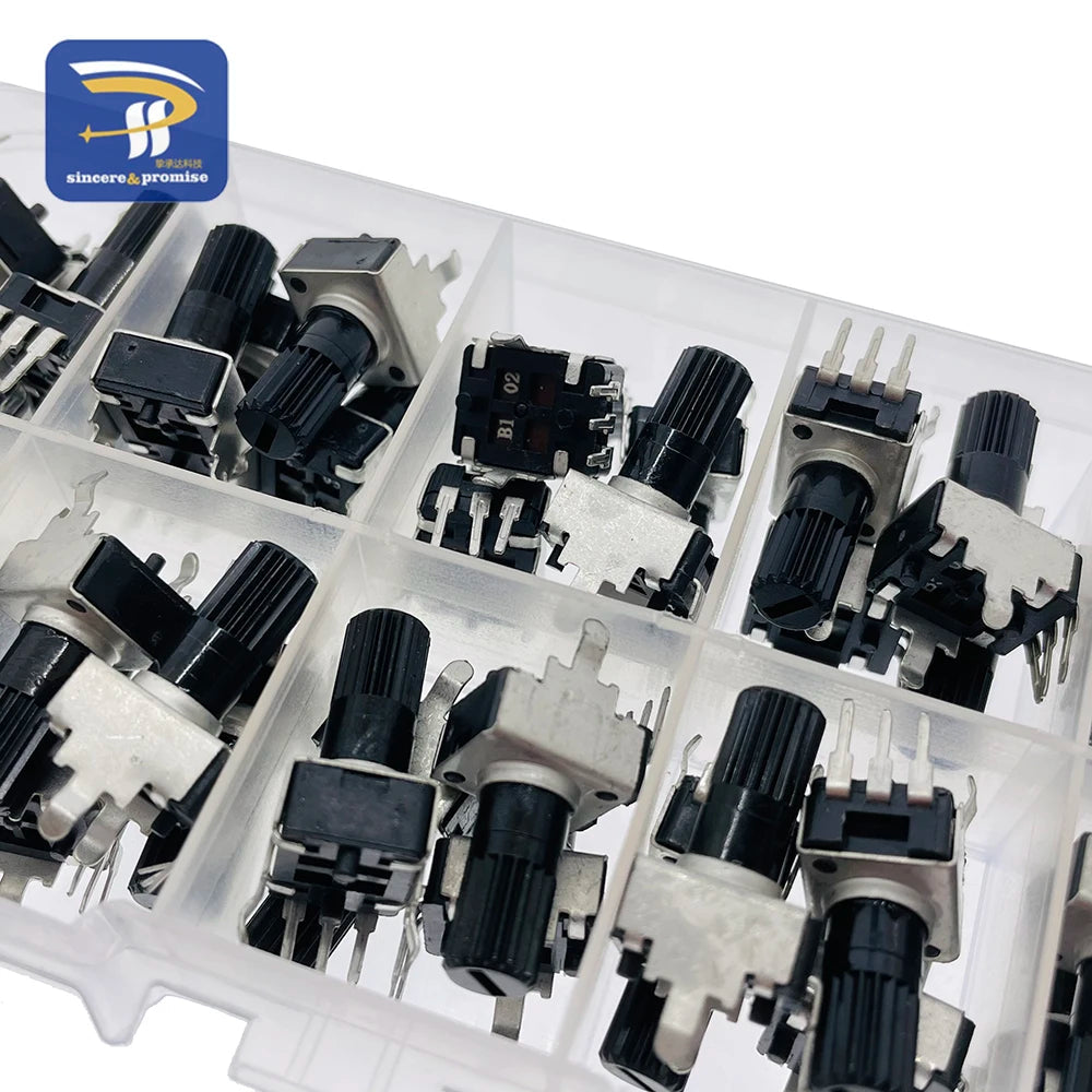 RV09 Kit Vertical 12.5mm Shaft 1K 2K 5K 10K 20K 50K 100K 1M 0932 Adjustable Resistor 9 Type 3Pin Seal Rotary Potentiometer Good Vibrations