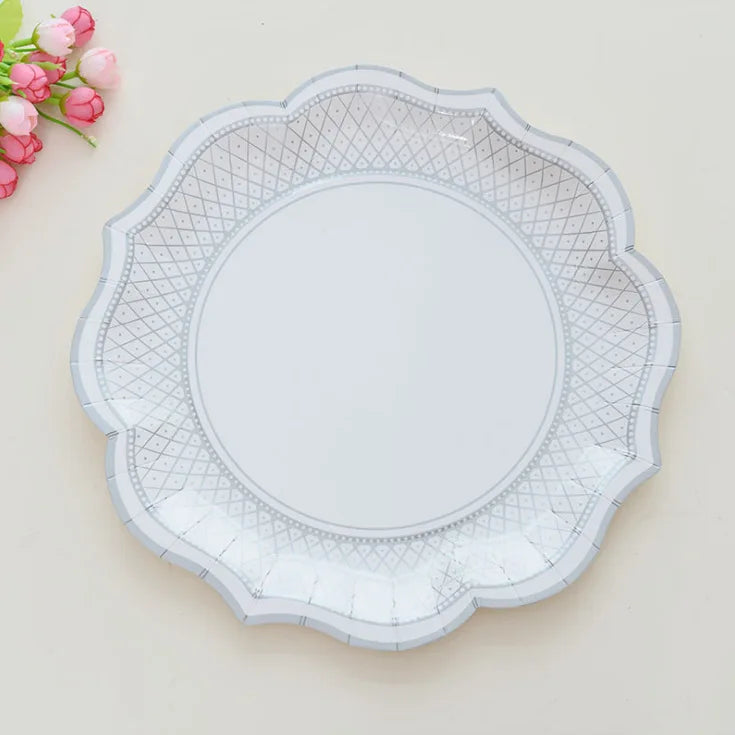 Retro Floral Chinese Style Blue and White Porcelain Paper Plate Party Plates Wedding Lace Dish Disposable Plate 1PC Tablecloth Good Vibrations
