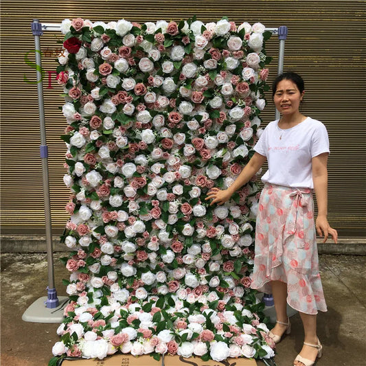 SPR Customized size & color WEDDING Party  Hotel Home Baby shower Bar ROLL up FLOWER WALL BACKDROP DECORATION Good Vibrations