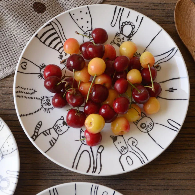 Cute Cat Ceramic Plate Western Dinner Dessert Appetizer Salad Dish Steak Service Plates Home Party Main Dishes Tableware Hogard Good Vibrations