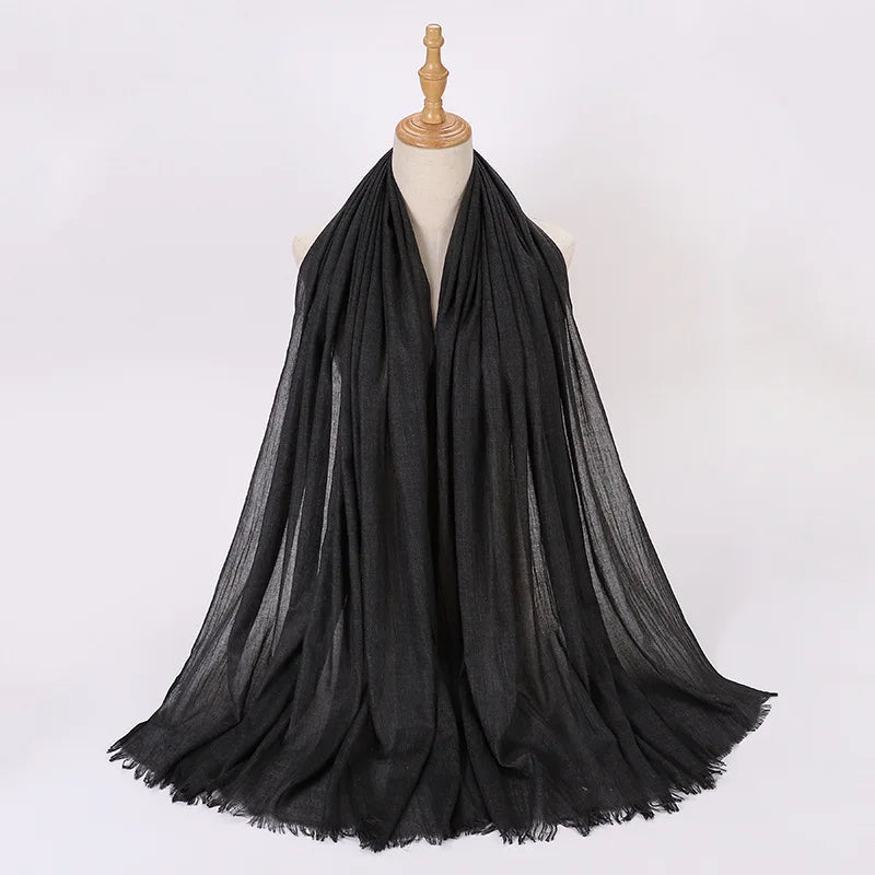 High Quality Viscose Cotton Hijab Shawls Plain Tassels Polyester Veils for Hijab Ladies Good Vibrations