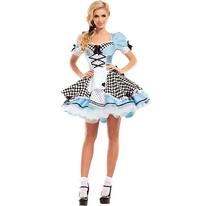 Women Adult Costume Cosplay Dress Fantasy Party Blue Sweet Lolita Maid Halloween Costumes Good Vibrations