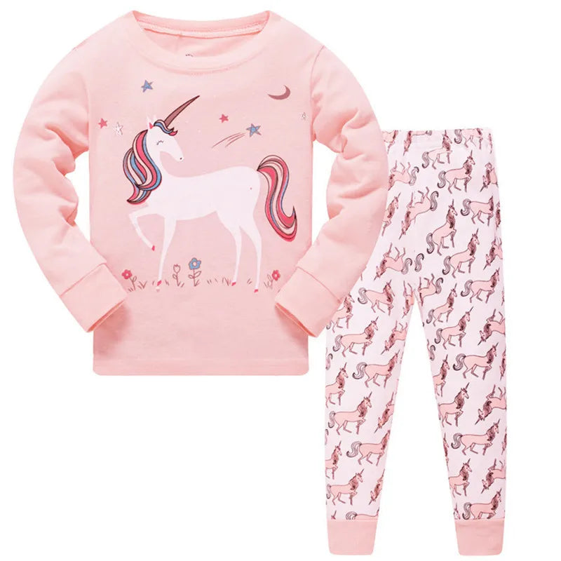 Jumping Meters 3-8T Flamingo Print  Autumn Winter Girls Sleepwear Fashion Children's Home Clothes Kids Pyjamas Costume Good Vibrations