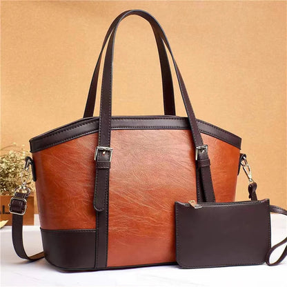2022 New Bags Foreign Trade Models Stitching Design Shoulder Bag Large Capacity Mother and Child Bag Handbag Sets Good Vibrations