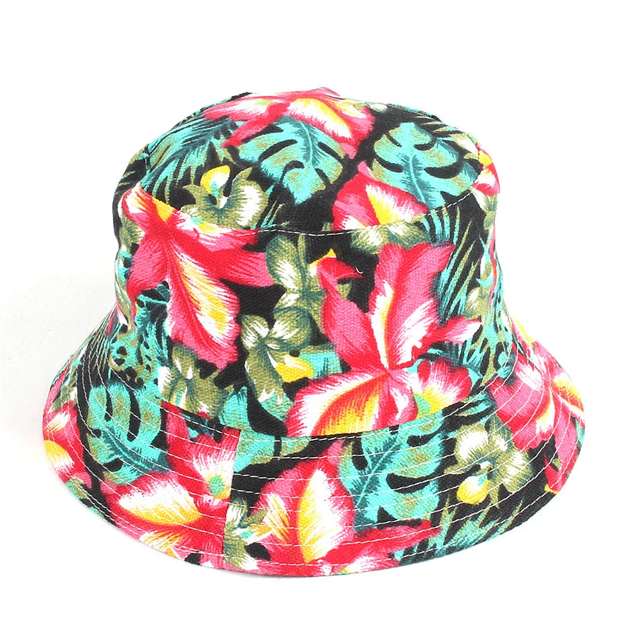 22 Colors Printed Bucket Hat Unisex Ins Trend Flat Top Outdoor Fisherman Hats Men Sunshade Caps Summer Travel Sun Cap Wholesale Good Vibrations