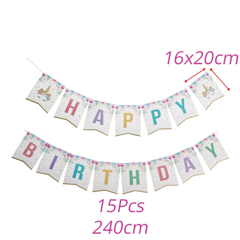 Unicorn Decoration Birthday Party Decor Kids Unicorn Disposable Tableware set Unicornio Baby Shower Girl Birthday Party Supplies Good Vibrations